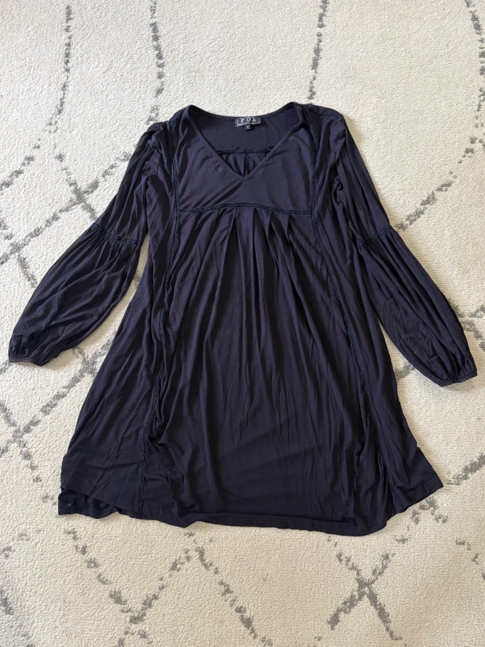Navy Long-Sleeved Dress- POL